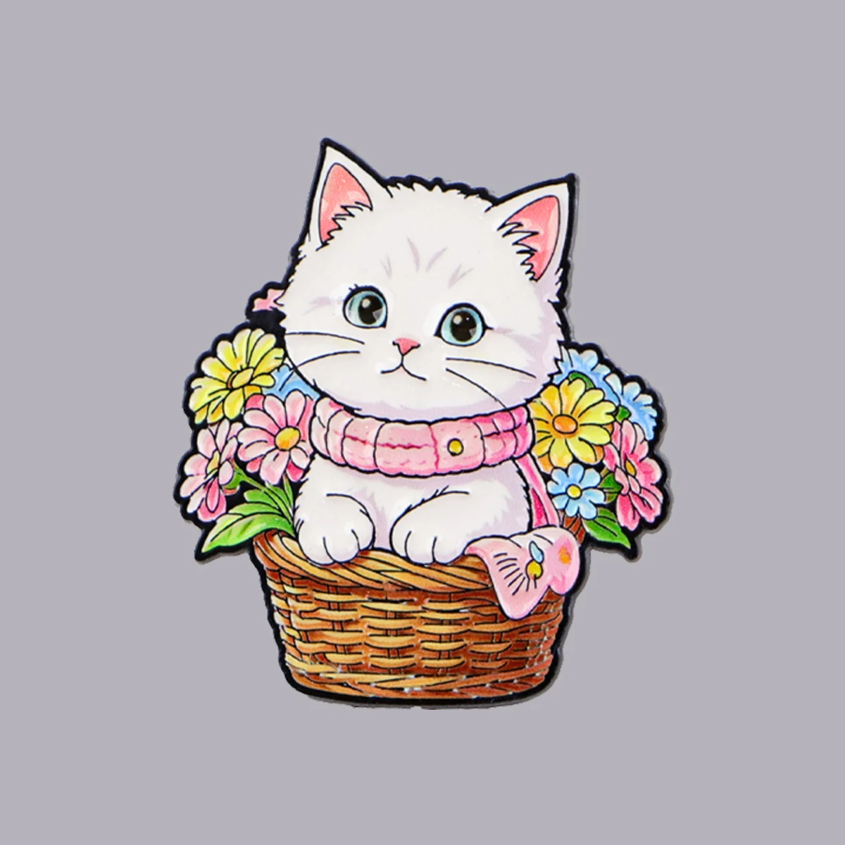 Flower Cat Enamel Pin Funny Cartoon Brooches For Women Lapel Pins Badge on Backpack Clothing Accessories Fashion Jewelry Gifts