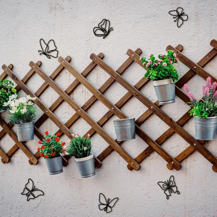 6 قطع معدنية على شكل فراشة لتزيين الحائط، ديكورات جدارية معدنية على شكل قلب، زهور سلكية، شارات جدارية للحمام المطبخ