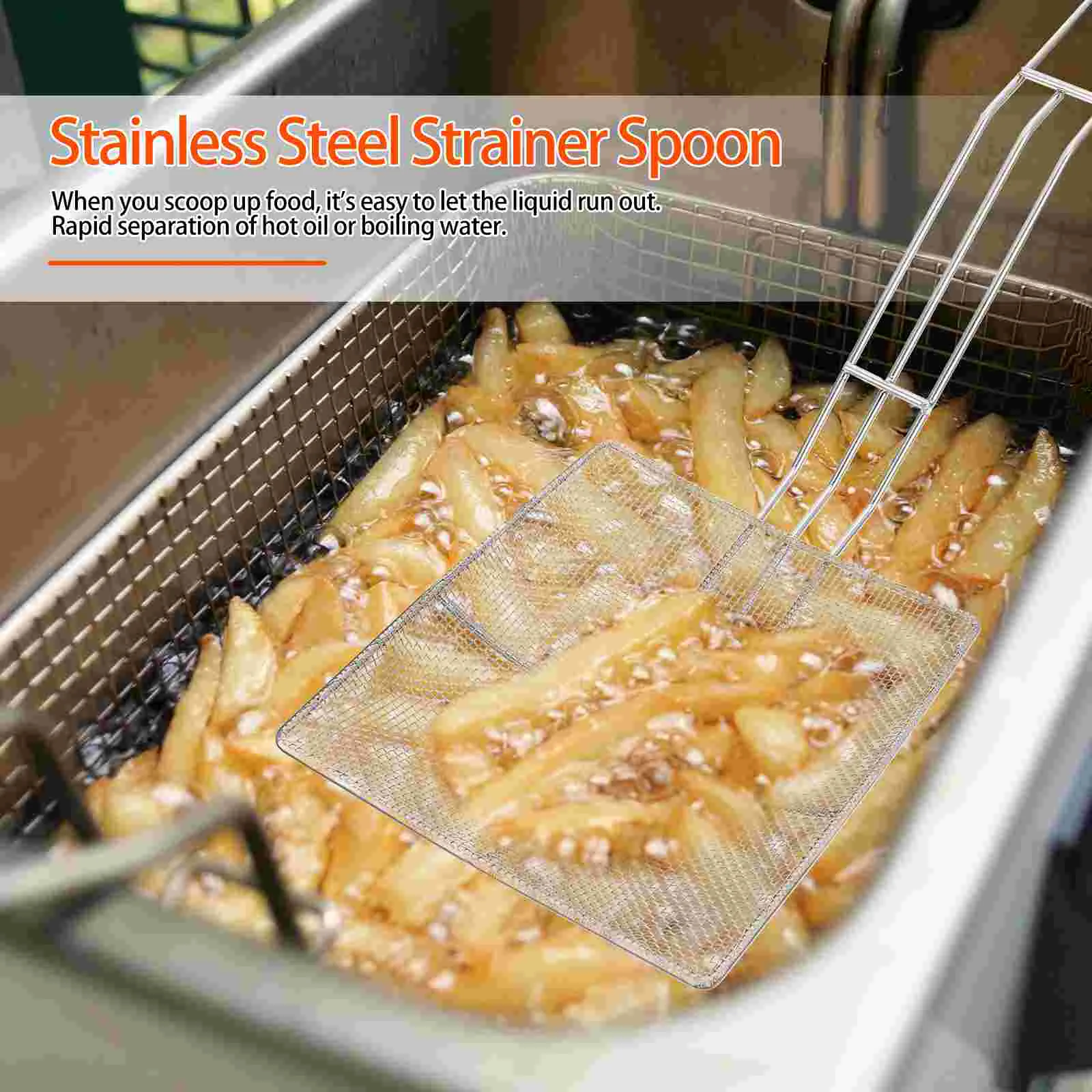 

Stainless Steel Oil Residue Chip Frying Basket Creative Colander Spoon Filter