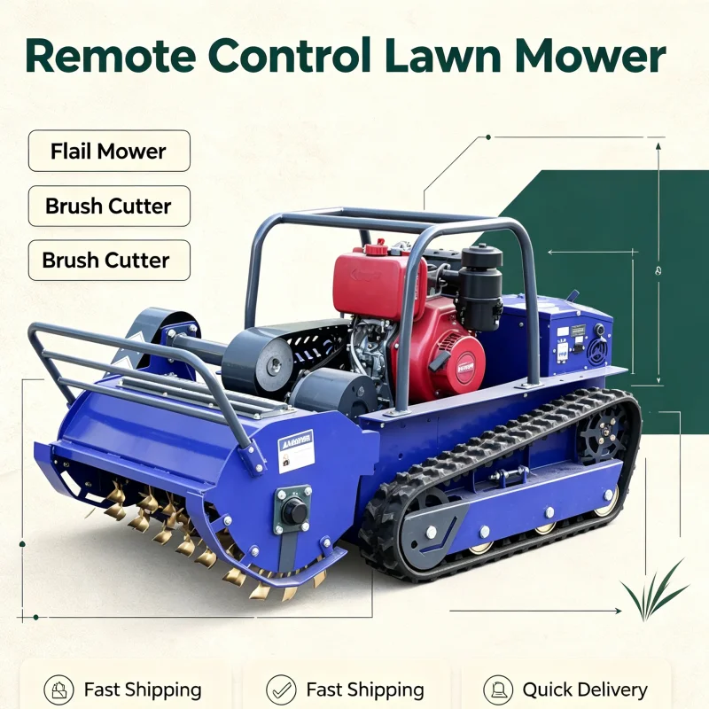 Customized Best Selling Self Propelled Lawn Mower Remote Control Lawn Mower All Terrain Hammer Blade Design Fast Delivery