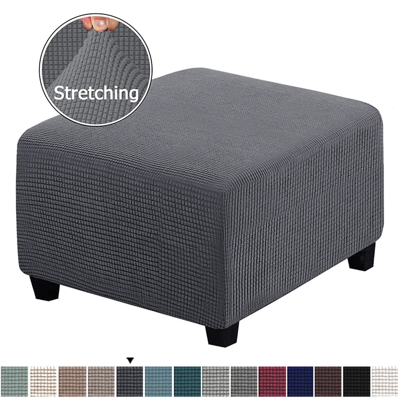 

All-inclusive Stool Protector Square Corn Fleece Chair Cover Elastic Home Footrest Sofa Pouf Covers Slipcover Couvre Funda Silla