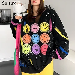 2024 Winter Plush Warm Oversized Hoodies & Sweatshirts Women Y2k Tops Clothes Casual Pullover Long Sleeve Sportshirt Bust140cm