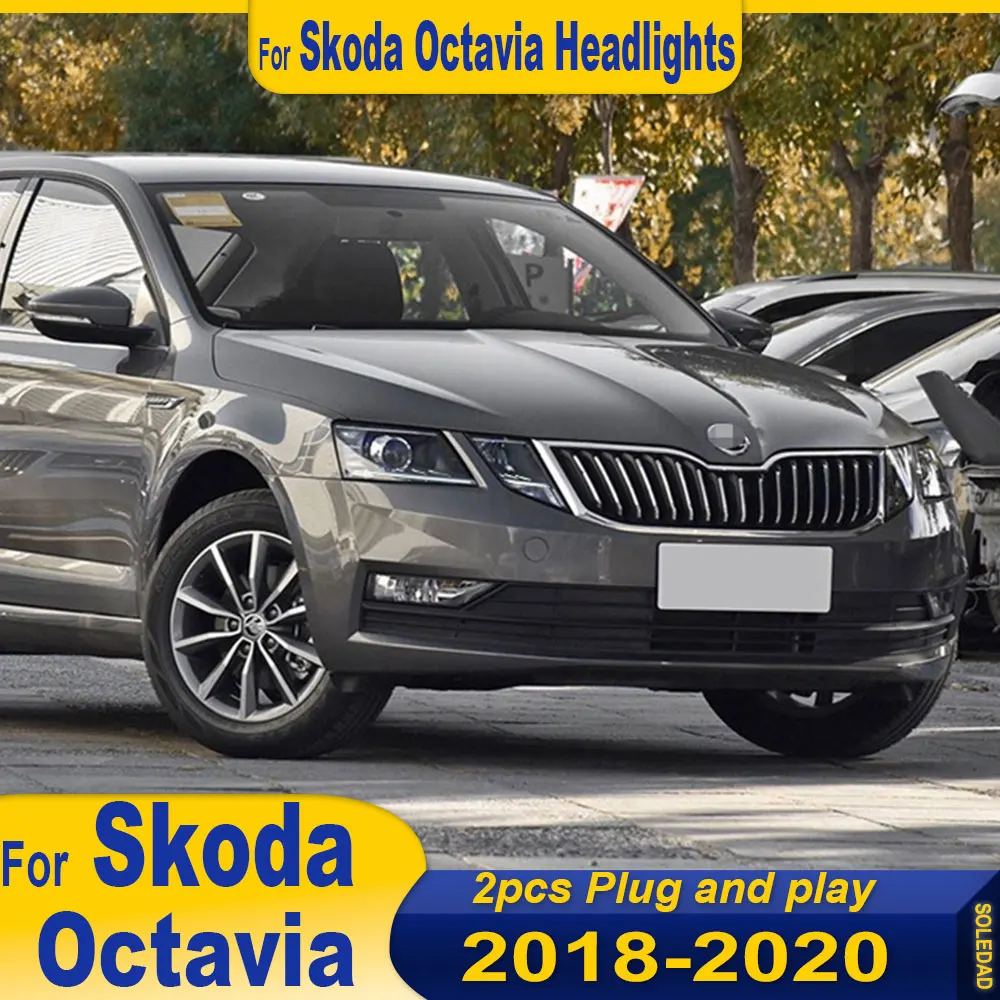 Car LED Headlight for Skoda Octavia 2018-2020 LED Day Running Head Lamp DRL Running Turn Signal Led Projector Lens Plug and play