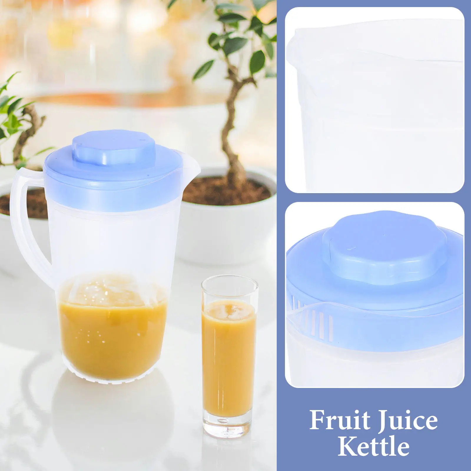 2Pcs Cold Water Pitcher Premium Large Capacity Plastic Jug Household Drink Container Cooling Water Bottle for Tea Juice