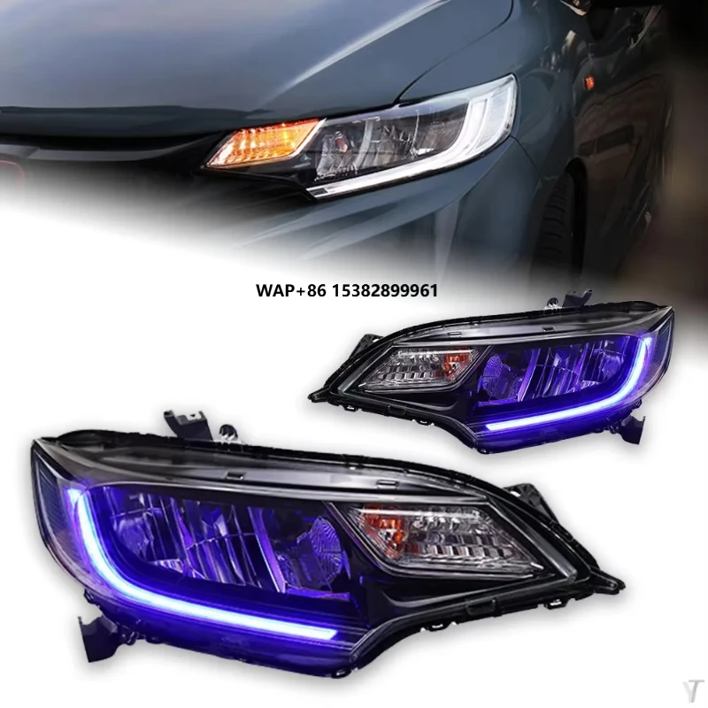 

Автомобильные фары FT для Honda Fit GK5, светодиодные фары 2014-2019 Jazz, светодиодные проекционные фары, дневные ходовые огни, автомобильные аксессуары
