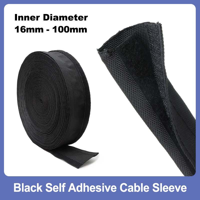 

Self Adhesive Insulated Cable Sleeve 16mm - 100mm PET+Nylon Braided Reusable Cable Harness Sheath Wrap Protector Wire Organizer