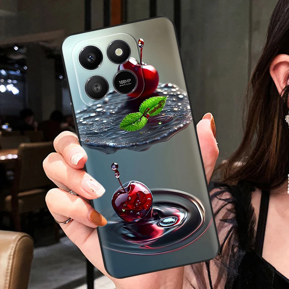 For Honor X7D Phone Case Simple Cartoon Flowers Camera Protection Soft Liquid Silicone Cover For Honor 400 Smart Cases Housing