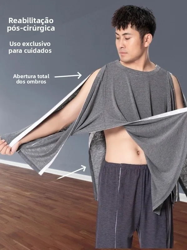 春秋の術後ケア用長袖tシャツ-ホームウェア-回復療法用患者服-ソフトで暖かいラウンドネック-オーバーヘッドスタイル