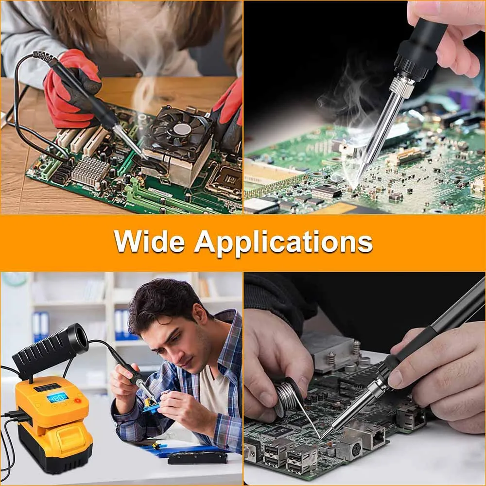 Stasiun solder listrik tanpa kabel 18V untuk baterai DeWalt/Milwaukee/Bosch, alat solder yang dapat disesuaikan untuk perbaikan DIY