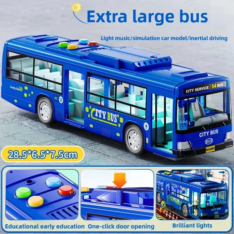 

New Large Size Light Music Inertia Bus Model Pull Back Cars Simulation Bus High Quality Drop-resistant Educational Toys Gifts