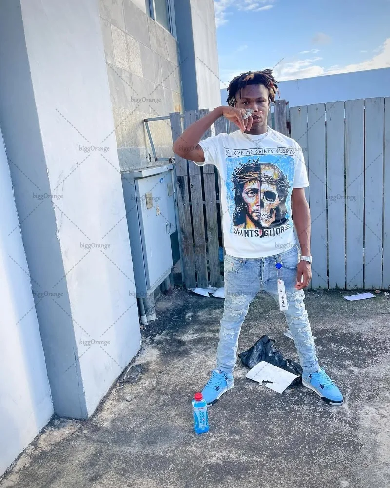 

Retro Printed Casual Loose Pullover Cotton T-shirt for Men Street Hip-hop Y2K Harajuku Fashion Oversized Short-sleeved Women