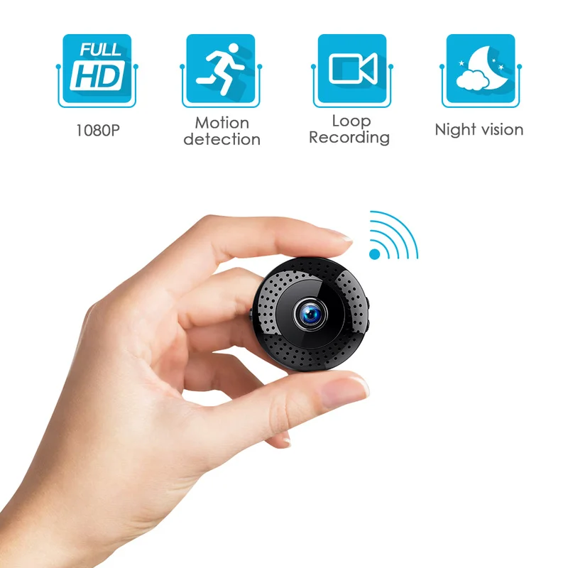

HD Smart Mini Camera Alarm Motion Detection 140Degree Angle View Loop Recording WIFI Connection Multi-angle Rotating Bracket