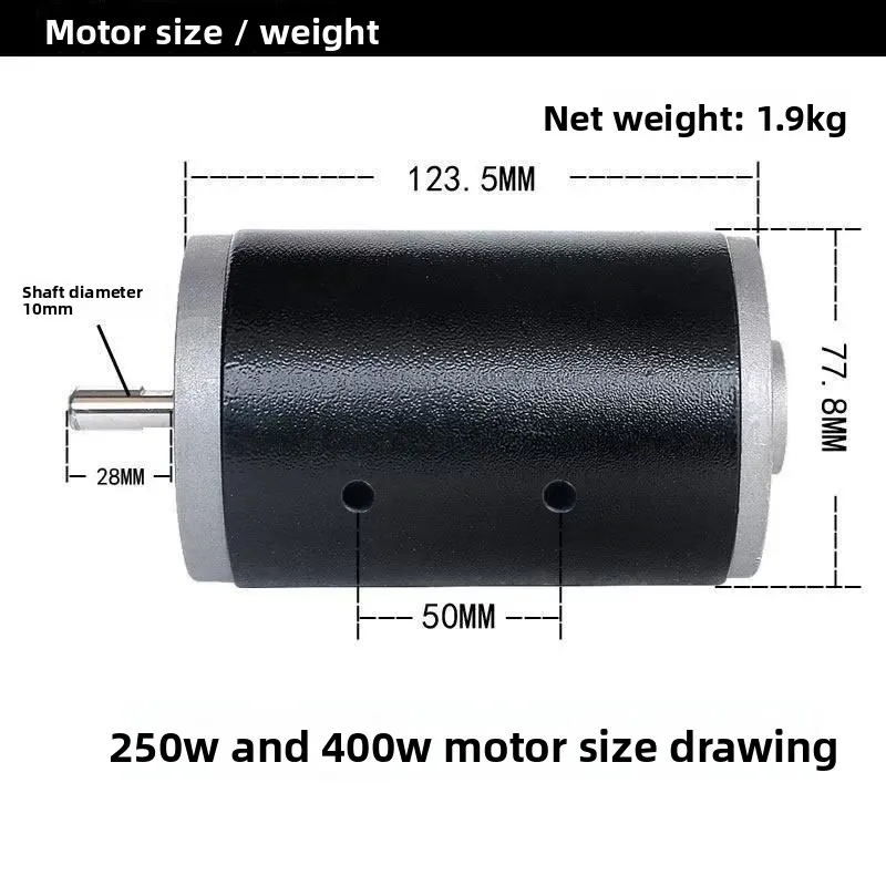 For 220V 250W 400W 500W Low Noise Reversible Pure Copper Winding Double Bearing DC Motor with Bridge Rectifier for Industrial