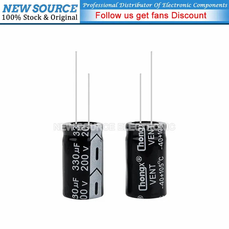 1-5PCS 200V DIP Aluminum Electrolytic Capacitor 10uf 33uf 47uf 68uf 100uf 220uf 330uf 470uf 680uf NewSource