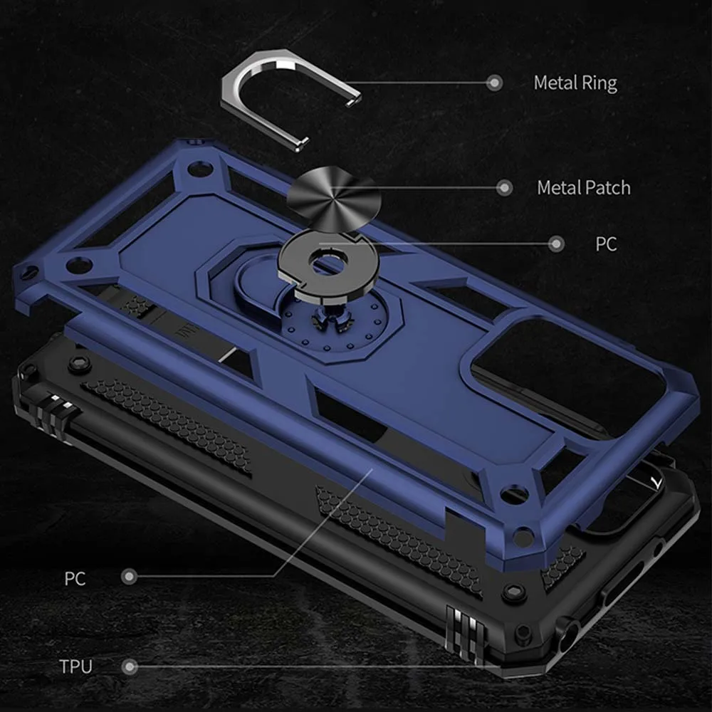 For Redmi 10 2022 Case Shockproof Armor Metal Ring Kickstand Cover for Xiaomi Redmi 10C 10A 10 Prime 2022 Note 11 Pro 11S 10S