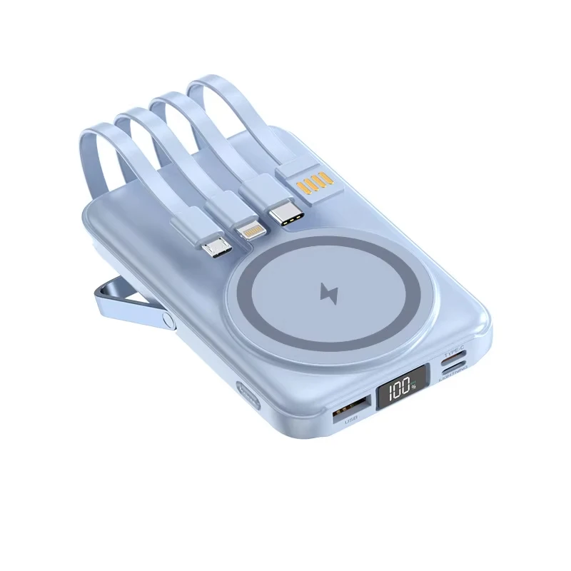 

Новый магнитный внешний аккумулятор емкостью 20000 мАч с быстрой зарядкой и подставкой для кабелей для IPhone Magsafe Powerbank Портативный внешний аккумулятор