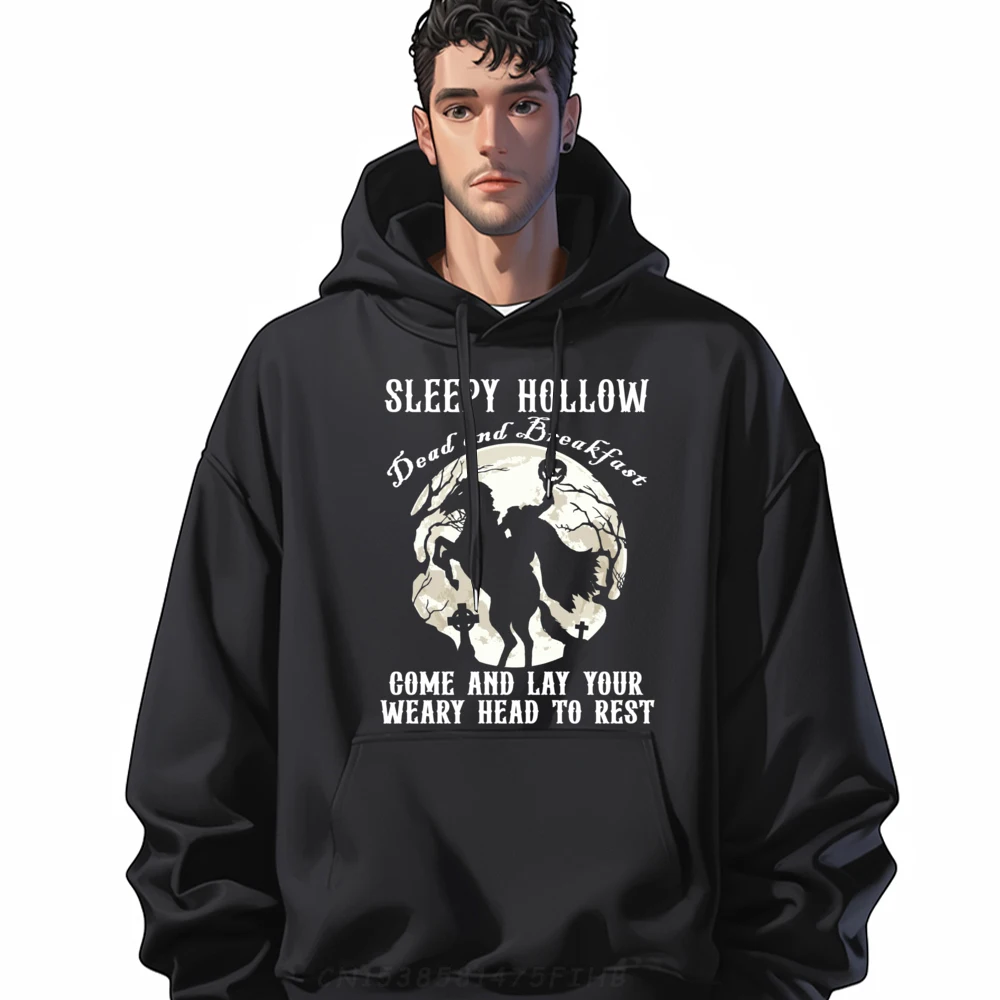 

Funny Halloween Sleepy Hollows Dead Breakfast Graphic Sweatshirts Men Polyester Fiber Mens Designer Clothes National Flag Day