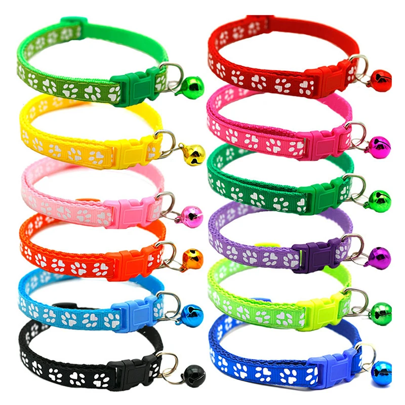 Collar ajustable con estampado de pata para mascotas, Collar para gatos, perros pequeños, gatitos, cachorros