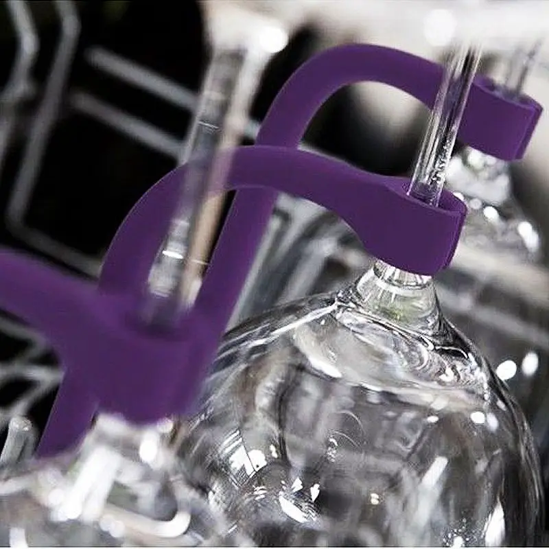 Stemware saver lavavajillas flexible, Juego de 4 para copas de vino, cristalería fija