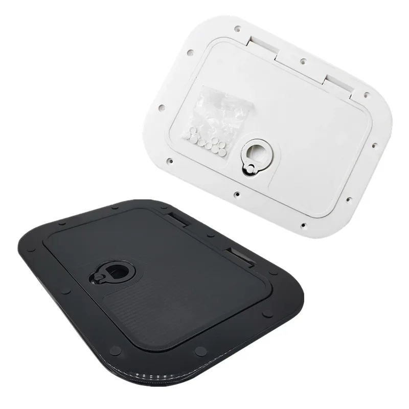 coperchio-per-boccaporto-d'ispezione-rettangolare-in-plastica-abs-nero-bianco-con-maniglia-girevole-per-imbarcazioni-e-yacht