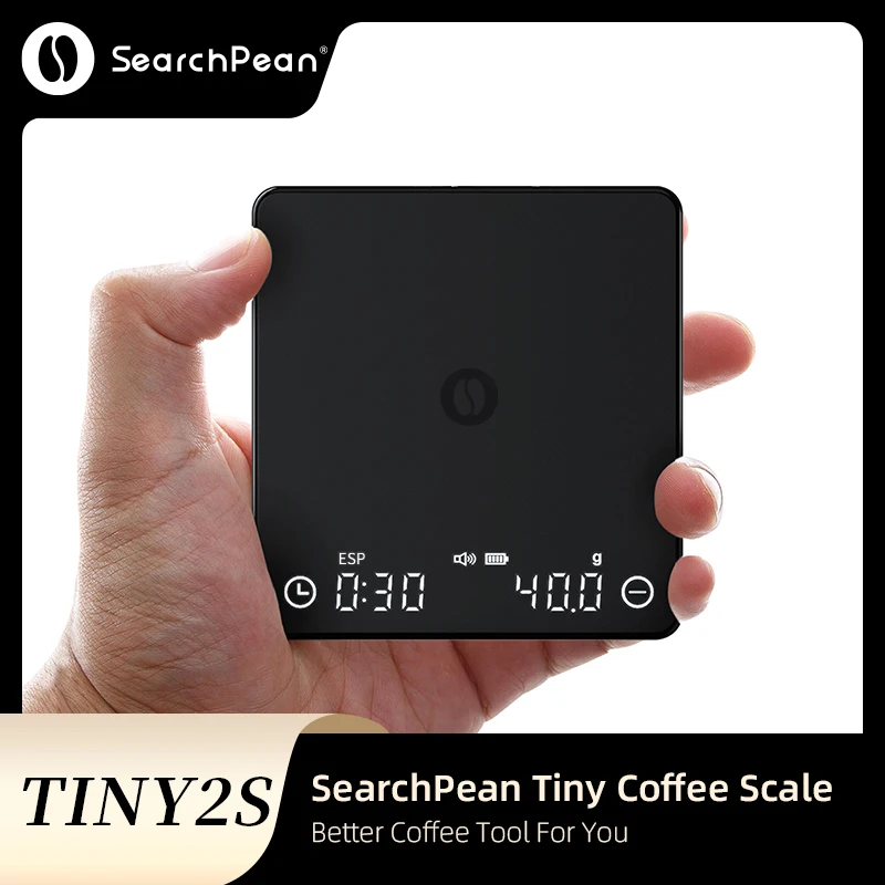 SearchPean Tiny2s Espresso Coffee Kitchen Scale&Case Mini Smart Timer USB 2kg/0.1g g/oz/ml Free Shipping Send Pad Man Woman Gift