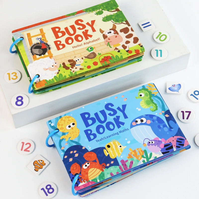 Enlightenment Early Education Farm Letters Ocean Numbers Quiet Kidsren Busy Book Educational Toys Paste Book Paper Tear-Off Book Baby Toys Quiet Hand-Tear Cloth Book 0 to 1 Year Old Baby 6 Months Early Education Kidsren's Puzzle