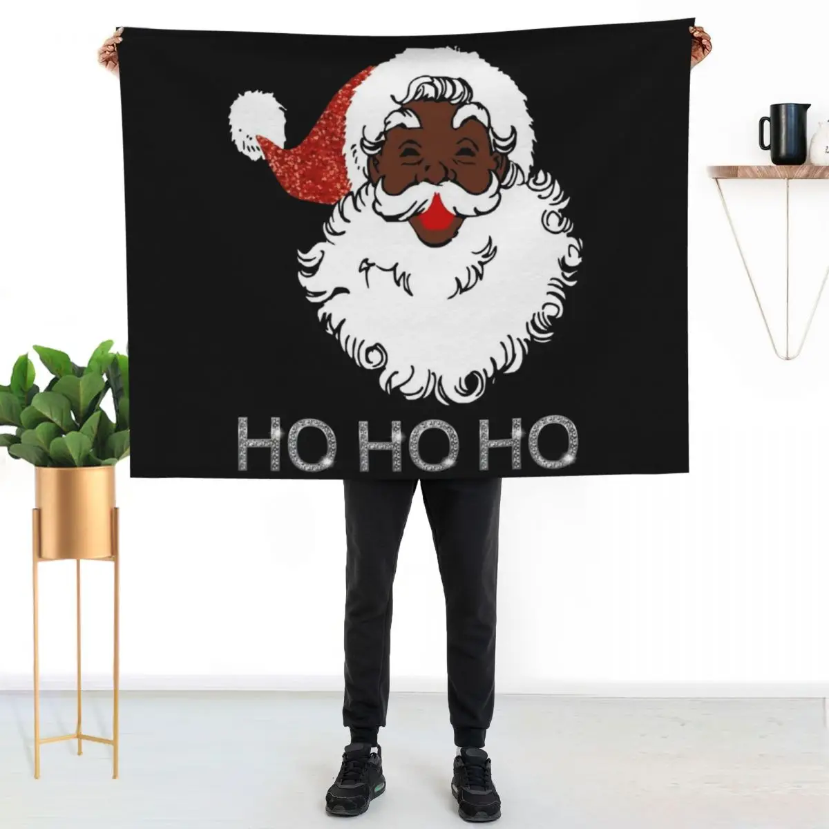ho black santa Throw Blanket Decorative Sofas blankets ands Stuffeds Cute Warm Extra Large Throw Blankets