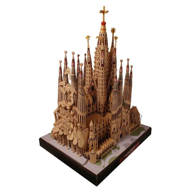 World Famous Architecture Spain Cathedral Sagrada Familia Roman Catholic Church Paper Model DIY Student Handwork Home Decoration