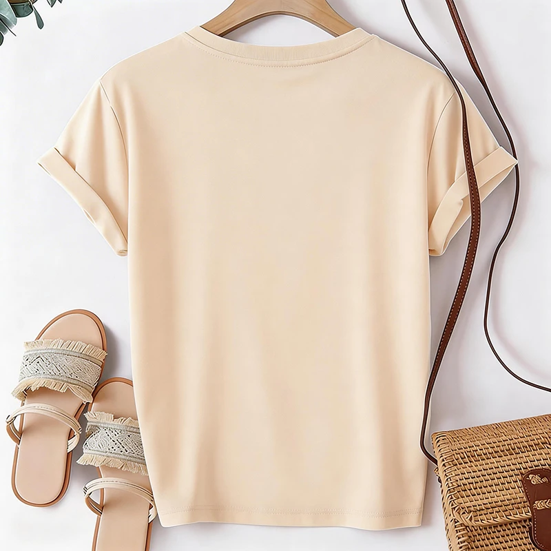 Women's Heart and Letter Print Crew Neck T Shirt Casual Short Sleeve T-shirt Love Is Always By Your Side Tshirt Clothes Female