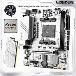 JGINYUE AM4 Motherboard Kit B450M Motherboard Set with Ryzen R5 5500 Processors 2*16GB=32GB DDR4 3200 Dual Channel Memory