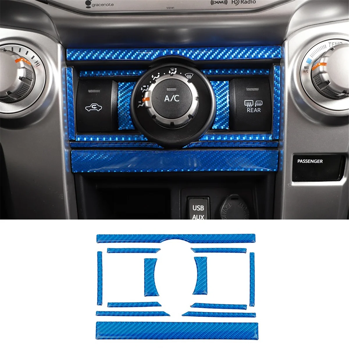 For Toyota 4Runner 2010-2023 Carbon Fiber Car Central Control Air Conditioner Switch Panel Trim Interior