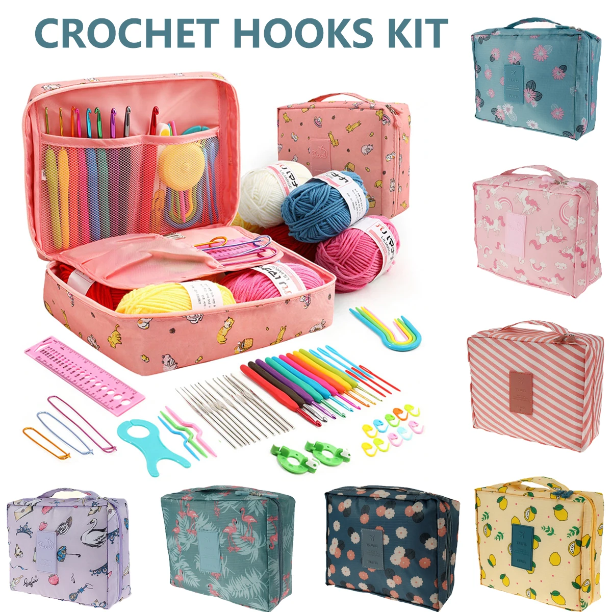 59 Stück Häkel set Anfänger Stricks tarter DIY Strick garn mit Einkaufstasche ergonomisches Häkel