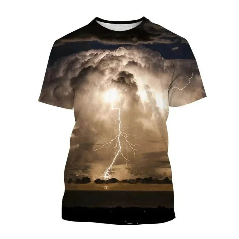 Lightning Thunder Tornado Graphic T-Shirts 3D Print Men Women Short Sleeve T Shirt Oversized Harajuku Y2k Tops Tees Man Clothing