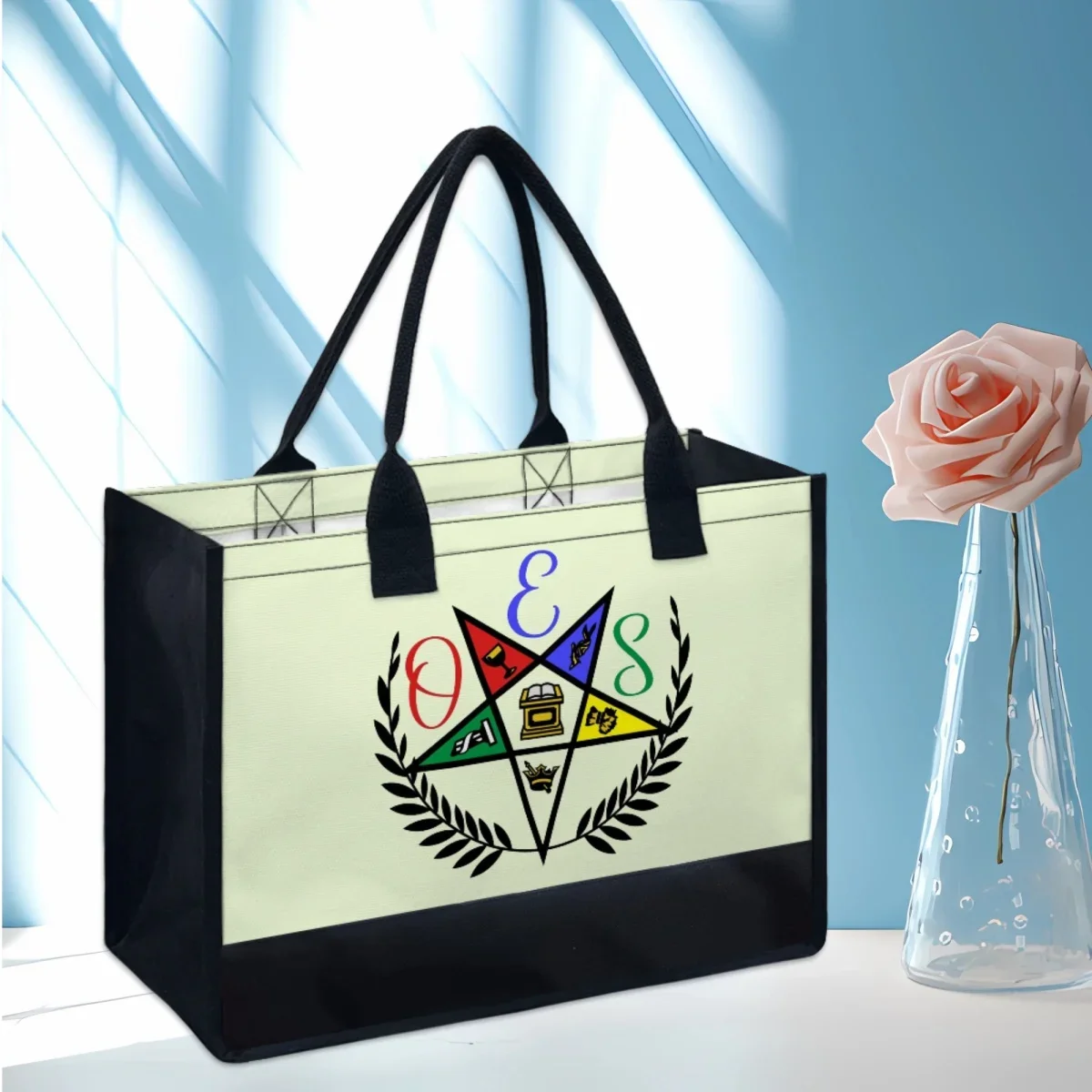 Women's Bag OES Sistars Order Of Eastern Olive Branch Print Ladies Canvas Tote Bags Wedding Birthday Gift Handbags Coin Purse