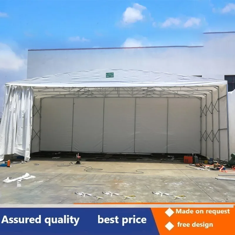 Large outdoor shade warehouse canopy factory storage mobile sliding awning manual folding retractable awning