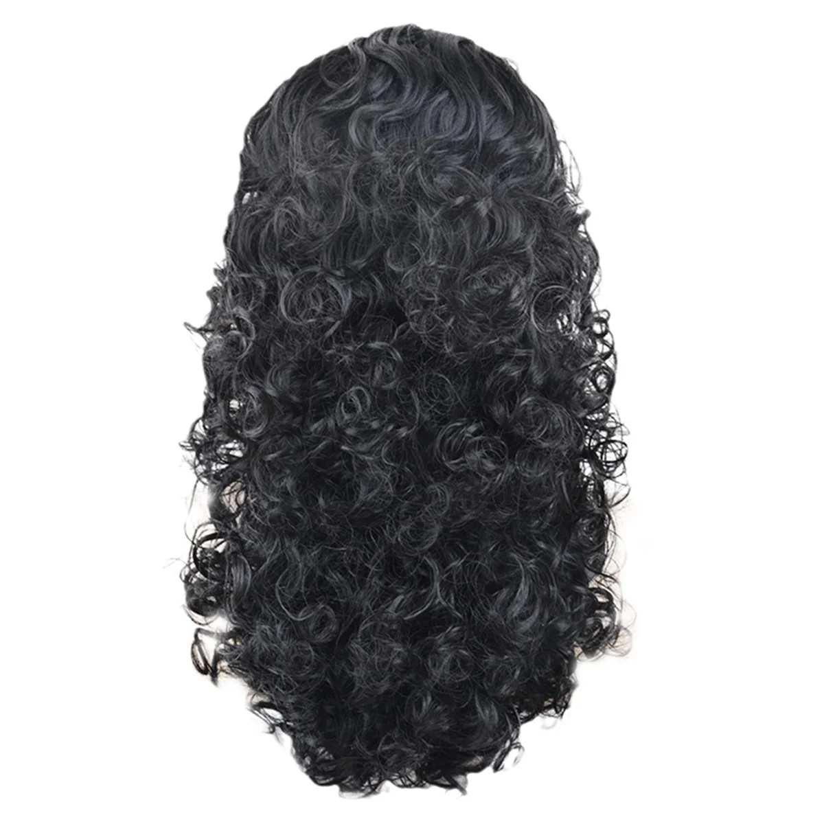 European and American Style Chemical Fiber Wig Long Curly Hair Black Wool Curly Medium Wig