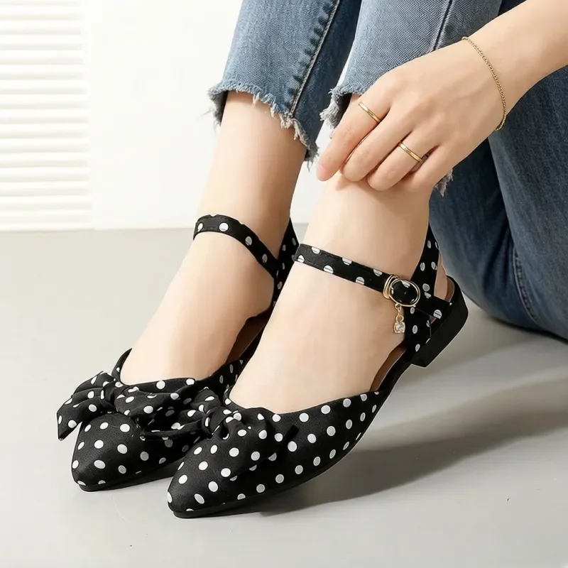 Women's Comfortable Slingback Pumps, Bow Accent Pointed Toe Low Heel Shoes,Versatile for Daily, Party, and Wedding Wear.