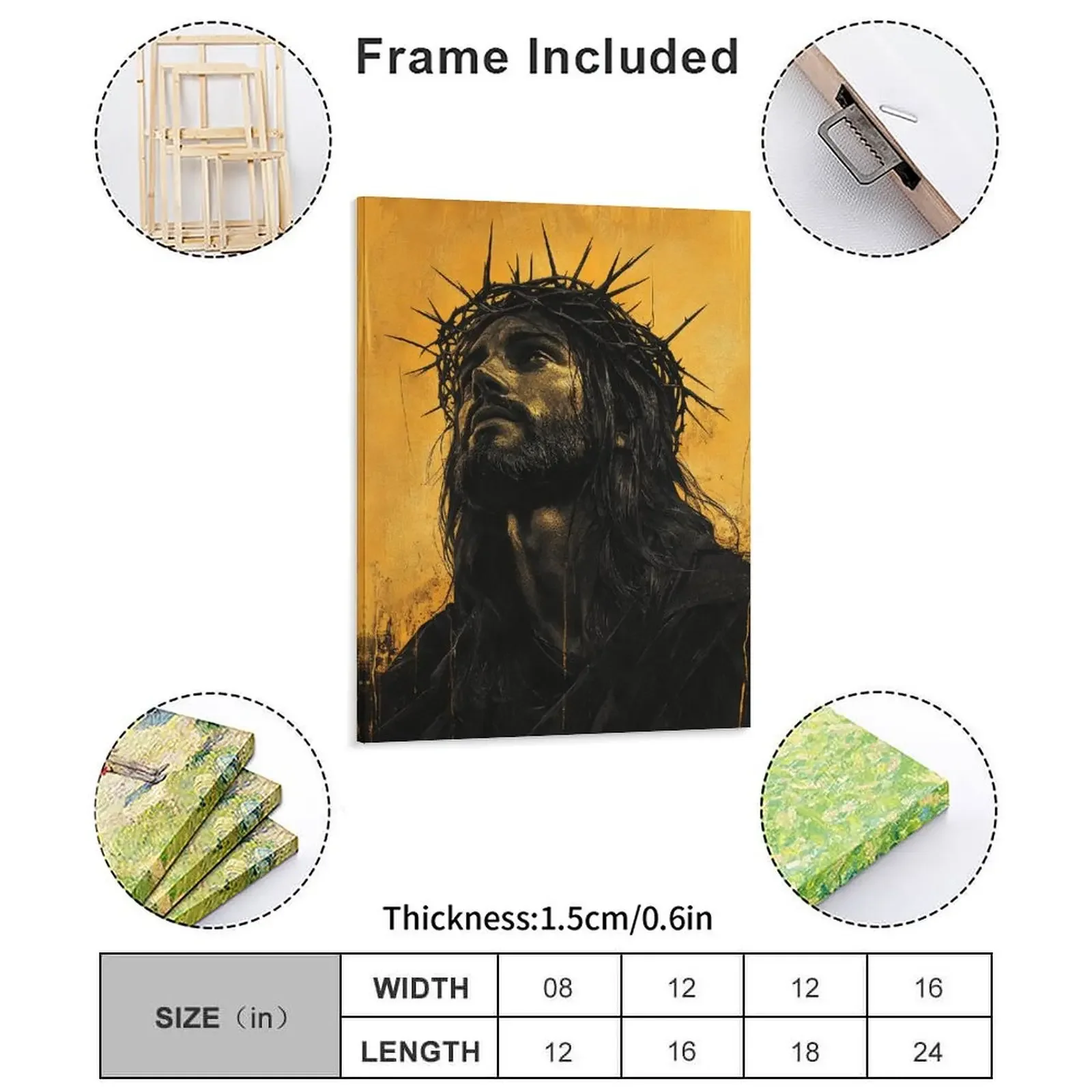 Jesus Christ Portrait Canvas Painting Pub Plates Garage Printing Personalized Party Plates Framed Wall Paintings
