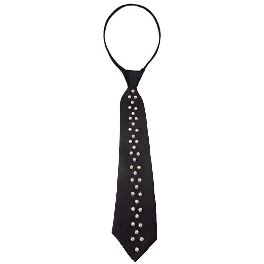 Korean Style Pearls Tie Tassels Black Hand-beaded Long Necktie Academic Style Collares Decoration Shirt Tie Students