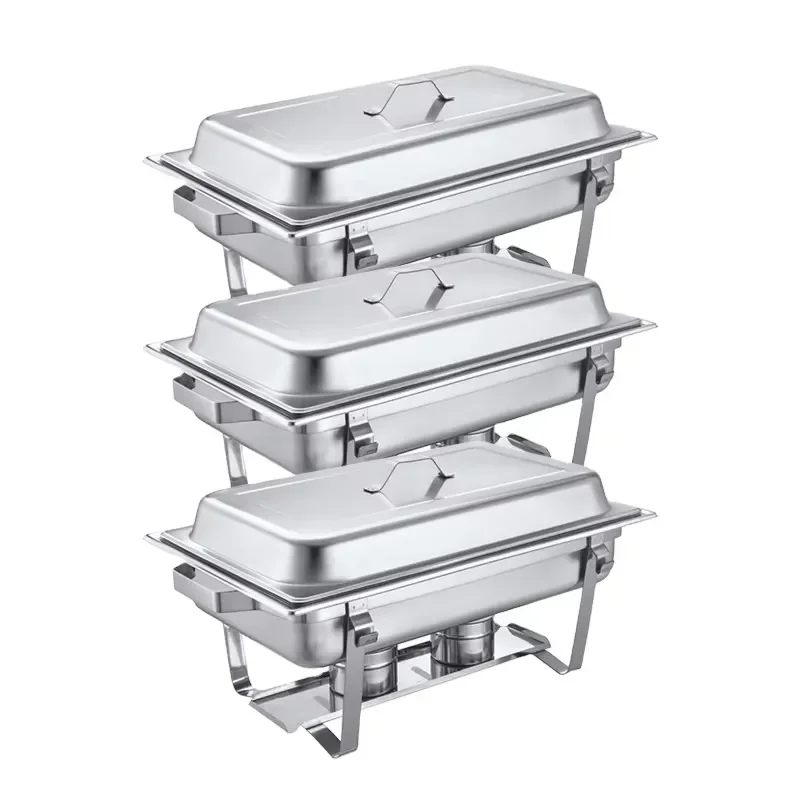 3 Tier Folding Stainless Steel Food Warmer Hot Pot Set Economy Price Portable Buffet Server for Party Catering Kitchen Use