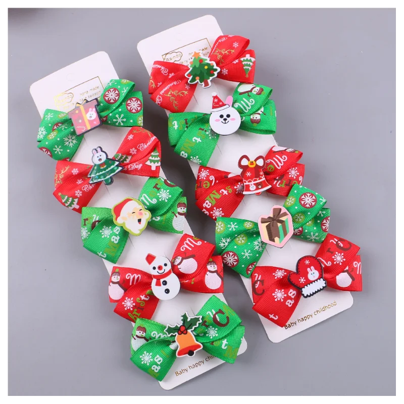 

Christmas Day Children's Bow Hair Clip, Small And Fresh Santa Claus Atmosphere, Pointed Nose Hair Clip