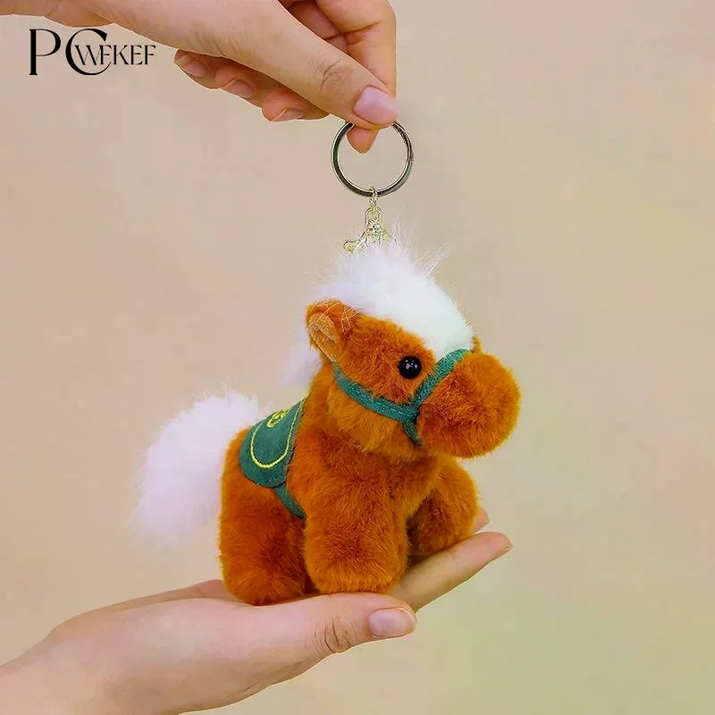 Chaveiro de Pelúcia Cavalo do Zodíaco Fofo, Boneco de Pelúcia Kawaii, Pingente para Bolsa, Decoração para Mochila, Presente de Ano Novo