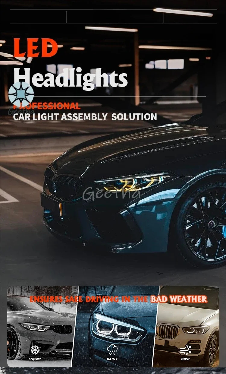 

For Front DRL LED Headlights for F02 50W 12V IP67 Waterproof H10 6000K White Light Universal Fitment