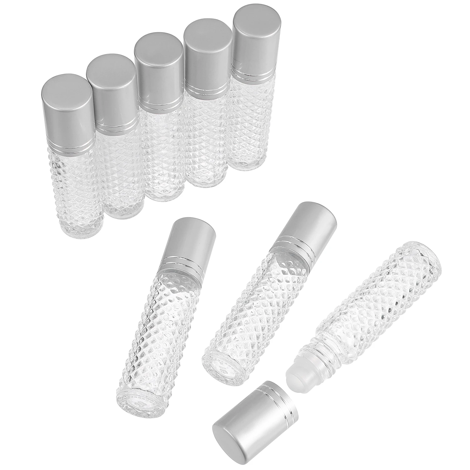 

8Pcs 10Ml Anti-Slip Roller Bottle Refillable Glass Essential Oil Container Portable Roll on Perfume Holder for Travel Massage