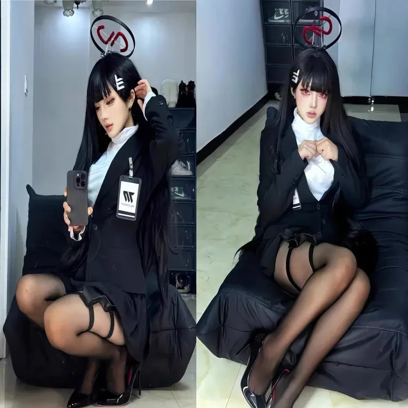 Anime Game Blue Archive Tsukatsuki Rio Cosplay Costume Wig School Skirt JK Full Set Uniform Paraw;3'f,6;t.8' - view 3