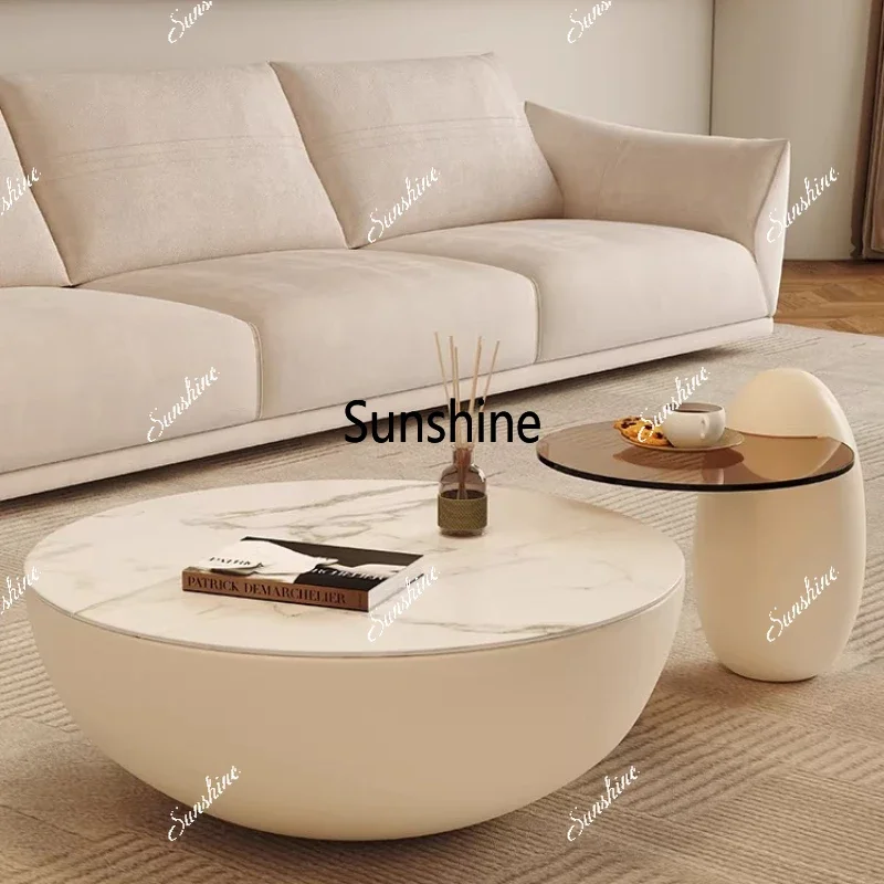

Italian minimalist slate coffee table living room modern simple round low table for home useTJ