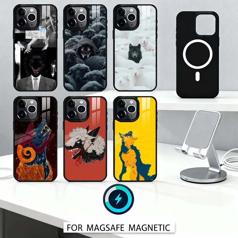 

Sheep in wolfs clothing art Phone Case For iPhone17,16,15,14,13,12,Pro,Max,Magnetic For Magsafe Wireless Charging