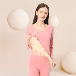Autumn Winter Women's Thermal Underwear Plus Velvet Double-sided Brushed Bottoming Underwear Lingerie Set Woman Winter Clothing