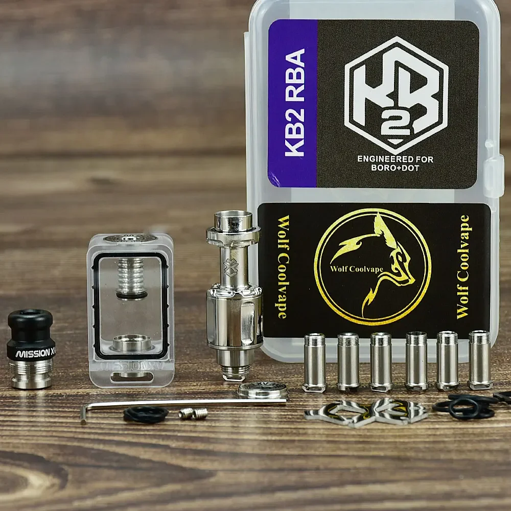 Wolfcoolvape MISSION KB2 Style RBA Tank Kit 316SS PC do modów dotAIO V1 V2 z Air Pins 1.0 do 4.3mm RDA RBA Atomizer