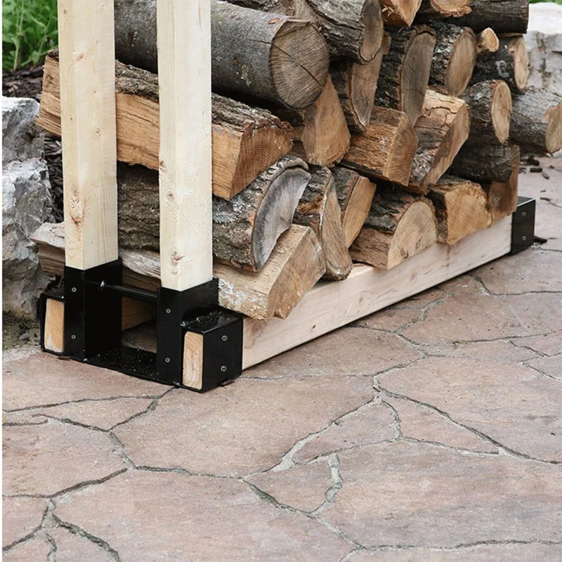 

Firewood Log Rack Bracket Kit - Adjustable To Any Length - Closed-End Design - 2 Pieces Of Brackets Easy To Use